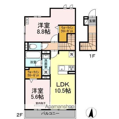 名古屋市東山線 高畑駅 徒歩15分 2階建 新築(2LDK/2階)の間取り写真