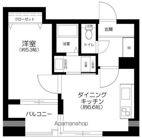 TMビル(1DK/6階)の間取り写真