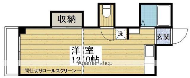 ハイラーク旭(ワンルーム/2階)の間取り写真