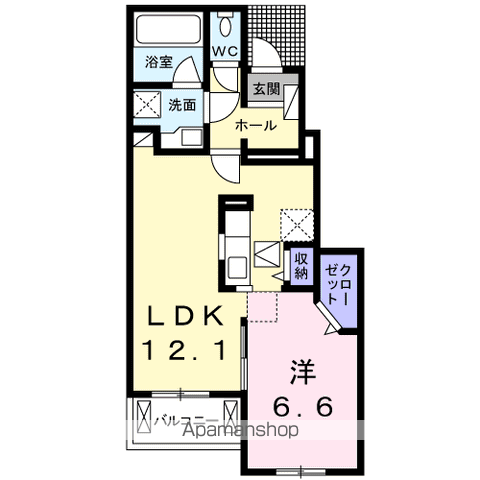 メロディハイム横入川S(1LDK/1階)の間取り写真