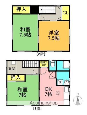 岐阜県岐阜市 2階建 築30年(3DK)の間取り写真
