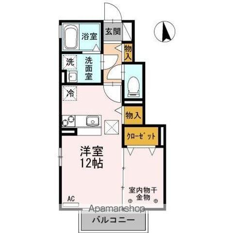 カーサスガⅡ(ワンルーム/1階)の間取り写真