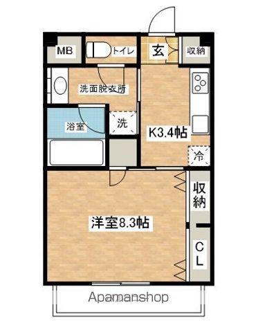 パークヒルズ泉(1K/3階)の間取り写真