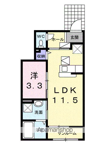 ルシェリアⅡ(1LDK/1階)の間取り写真