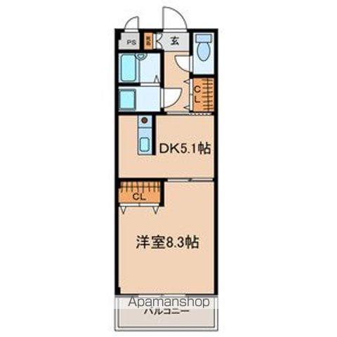 オータムライトⅤ(1DK/2階)の間取り写真