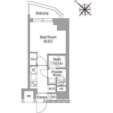 コンフォリア・リヴ横浜平沼(1K/6階)の間取り写真