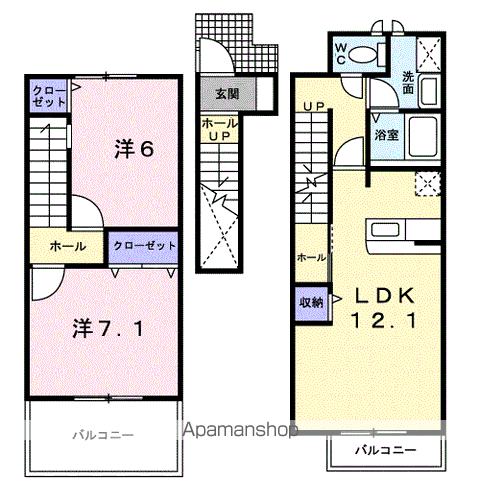 エスポワールB(2LDK/2階)の間取り写真