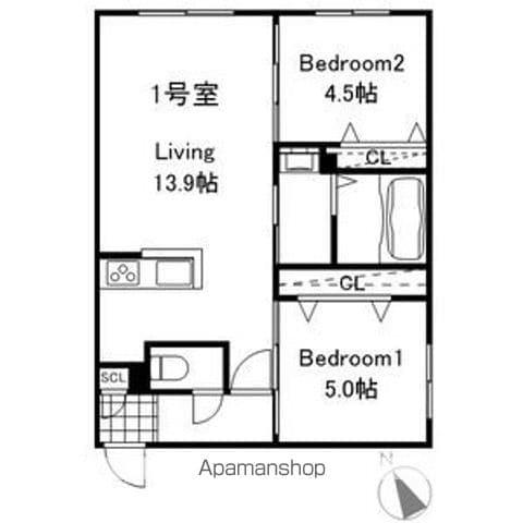 プレスタ麻生町7丁目MS(2LDK/1階)の間取り写真