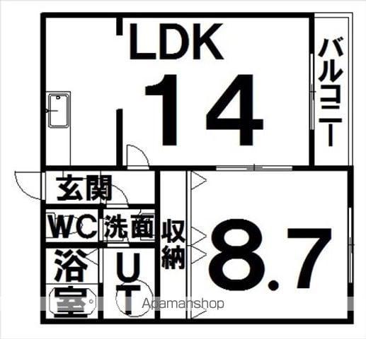 あかつきニュータウンA棟(1LDK/2階)の間取り写真