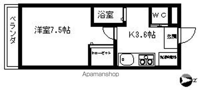 パークサイド錦(1K/1階)の間取り写真