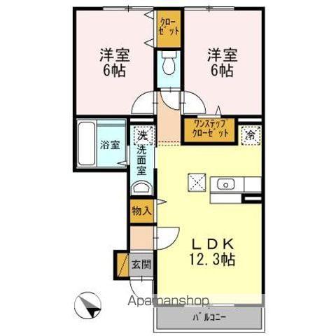 成田線 小見川駅 徒歩77分 2階建 築15年(2LDK/1階)の間取り写真