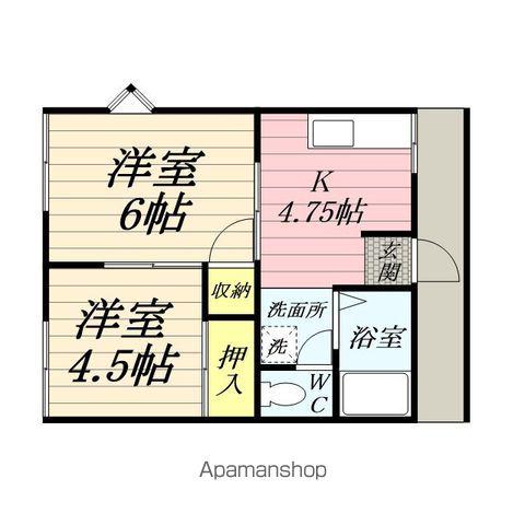 ヌフボア(2K/1階)の間取り写真