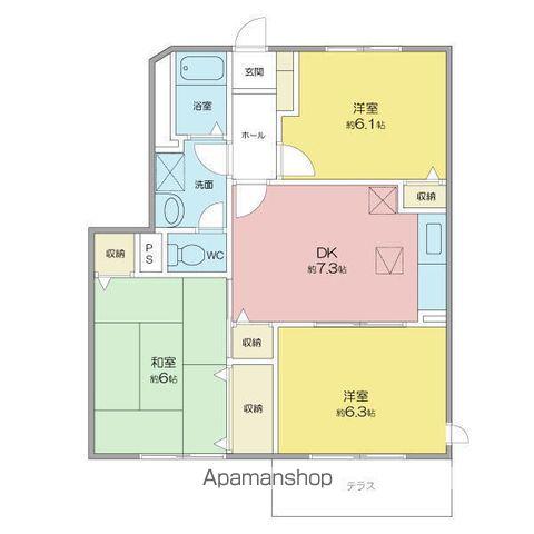 ファーストプレイスⅡ(3DK/1階)の間取り写真