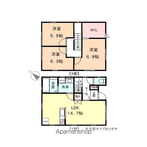 万葉線 片原町駅(富山) 徒歩23分 2階建 築15年(3LDK)の間取り写真