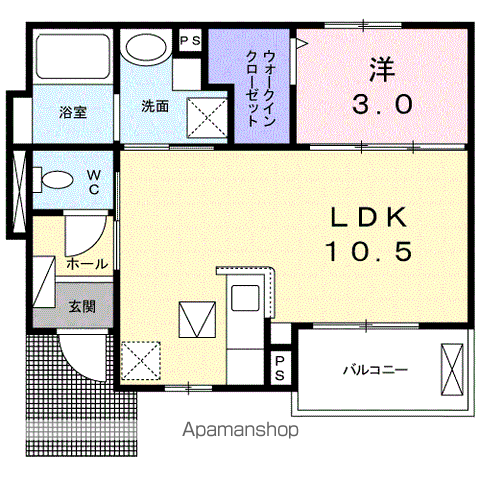 ジークアクス(1LDK/1階)の間取り写真