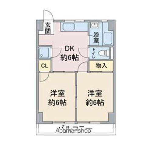 水野マンション(2DK/6階)の間取り写真