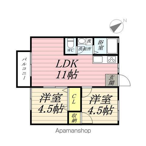 ハイツ永嶋(2LDK/2階)の間取り写真