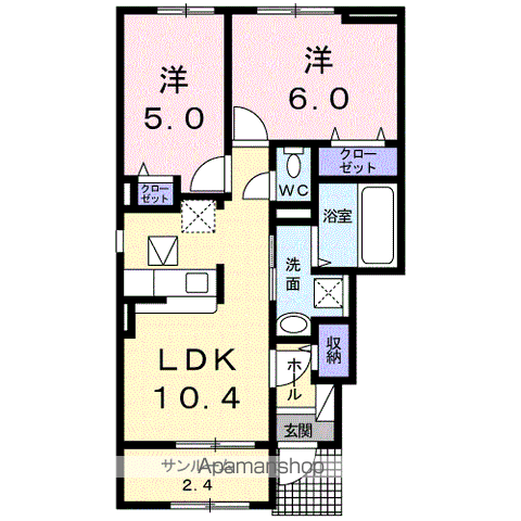 レスポワール(2LDK/1階)の間取り写真