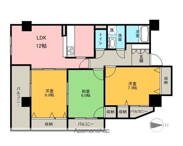 サムティイースト白壁(3DK/5階)の間取り写真