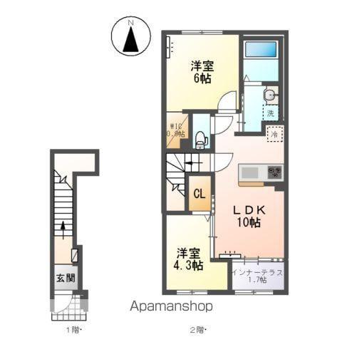 森本2丁目アパートⅢ(2LDK/2階)の間取り写真