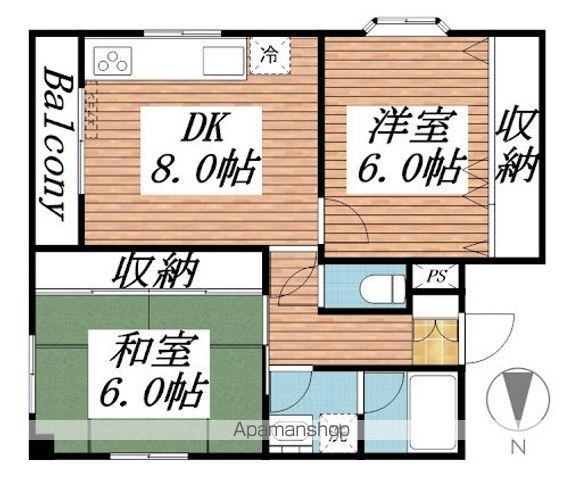 森本マンション(2DK/1階)の間取り写真