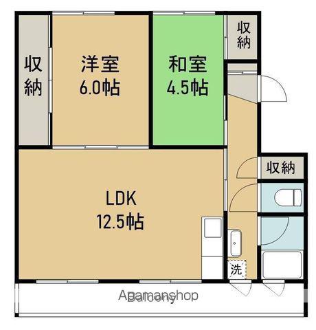 ビレッジハウス金堀2号棟(2LDK/1階)の間取り写真