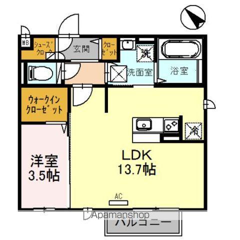 ヴェルドミールII(1LDK/1階)の間取り写真