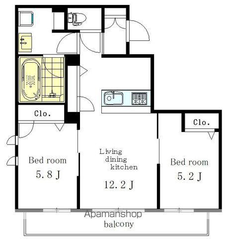 エスポワール吉祥寺(2LDK/2階)の間取り写真