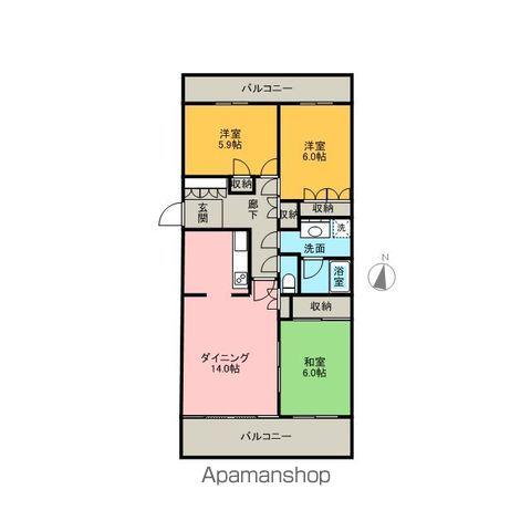 井口台パークヒルズ参番館 810号(3LDK/8階)の間取り写真