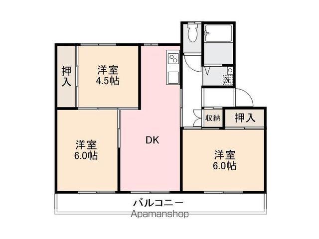 ヴィラナリー志度3号棟(3DK/4階)の間取り写真