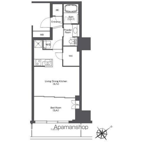 東京ポートシティ竹芝 レジデンスタワー(1LDK/10階)の間取り写真