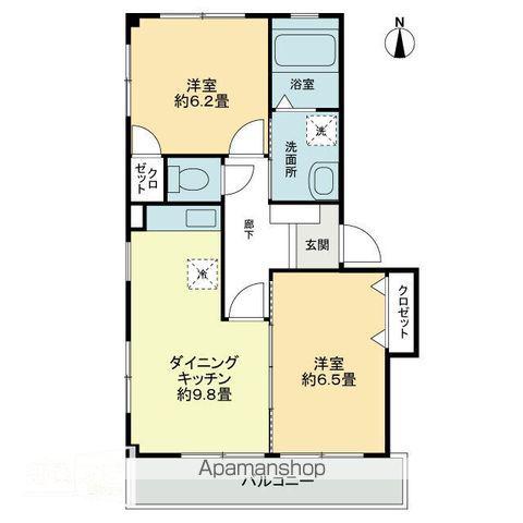 フォブール西泉(2LDK/2階)の間取り写真