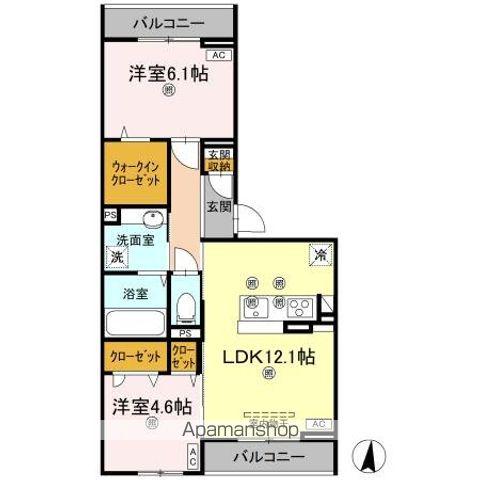 アズールスカイ(2LDK/2階)の間取り写真