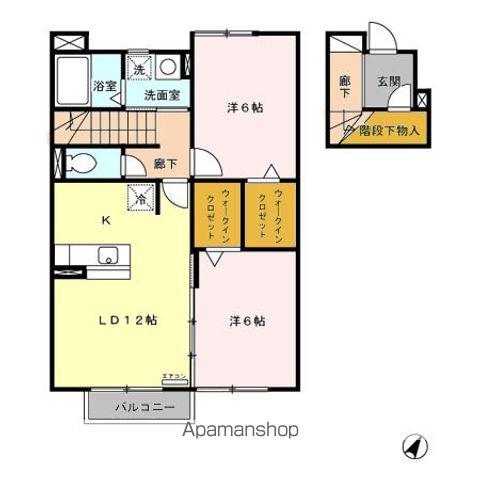 常磐線 植田駅(福島) 徒歩8分 2階建 築20年(2LDK/2階)の間取り写真