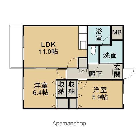 ピアチェーレ福石(2LDK/4階)の間取り写真