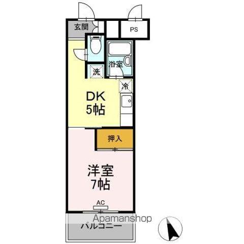 サンラフォーレ花北(1DK/4階)の間取り写真