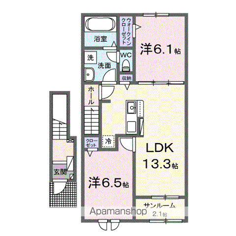 ルーモス(2LDK/2階)の間取り写真