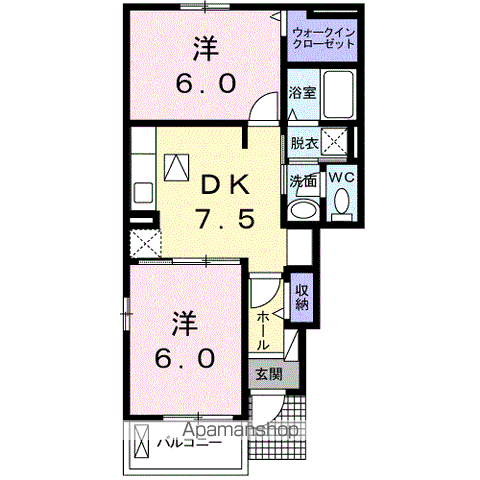 PLAISIR SI Ⅱ(2DK/1階)の間取り写真