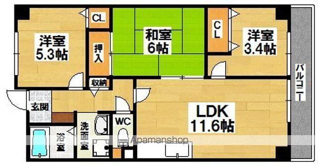 中百舌鳥ガーデンハウス蔵(3LDK/3階)の間取り写真