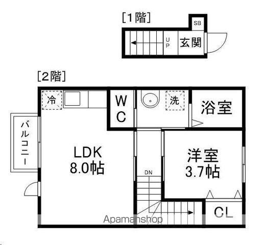 コンフォール萩野町Ⅰ(1LDK/2階)の間取り写真