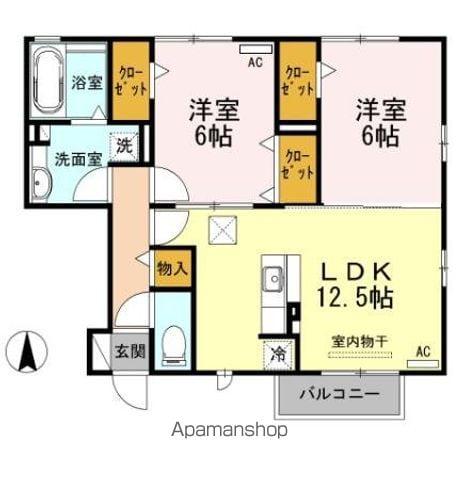 エクセレントパピオン(2LDK/1階)の間取り写真