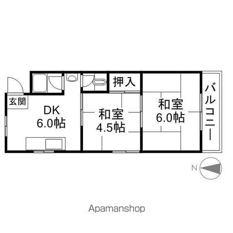 うずらマンション(2DK/1階)の間取り写真