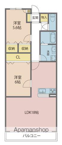 バロンズコート(2LDK/2階)の間取り写真