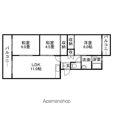 エクセレント・フジ(3LDK/1階)の間取り写真