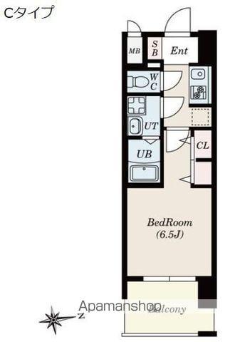 CREST TAPP 平安通(1K/6階)の間取り写真