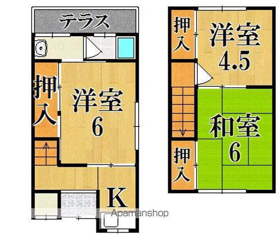 吹角貸家(3K)の間取り写真