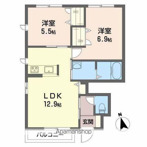 シャーメゾン・レイール A棟(2LDK/1階)の間取り写真