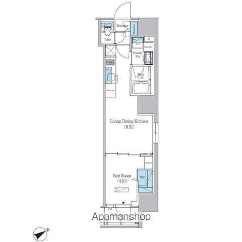 アーバネックス浅草橋フロント(1LDK/15階)の間取り写真