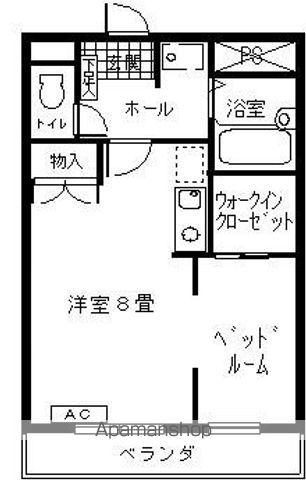 身延線 国母駅 徒歩28分 3階建 築23年(1K/2階)の間取り写真