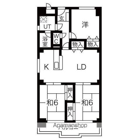 グリーンガーデン羽衣(3LDK/4階)の間取り写真